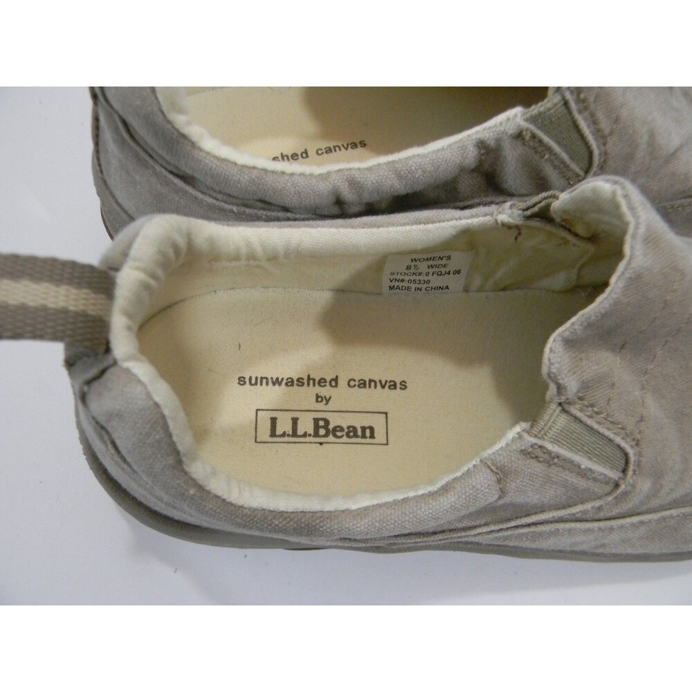 LL Bean Sunwashed Canvas in Buff Womens 8.5 WIDE Slip Ons - Picture 2 of 7